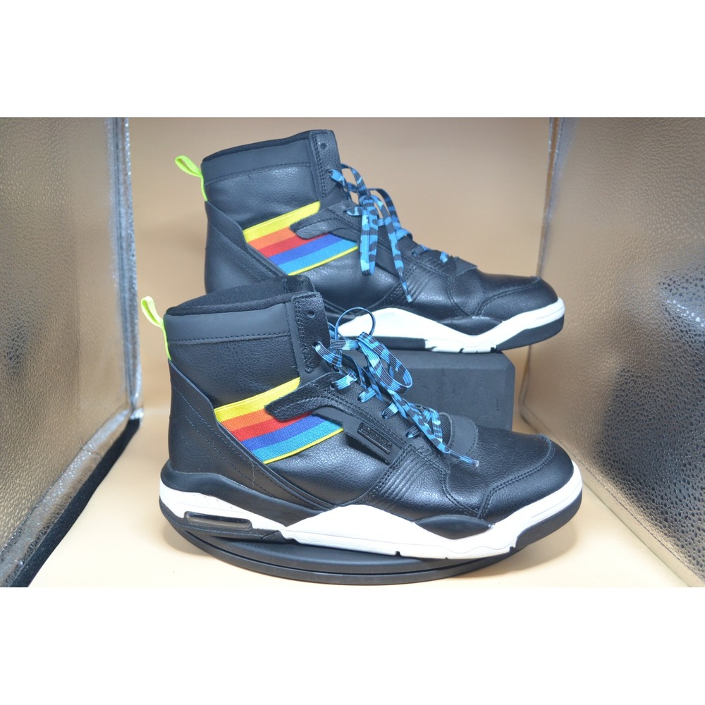 Black Zumba High Top Sneakers w/ Rainbow Stripe Shoes US Sz 9 / Euro Sz 40.5